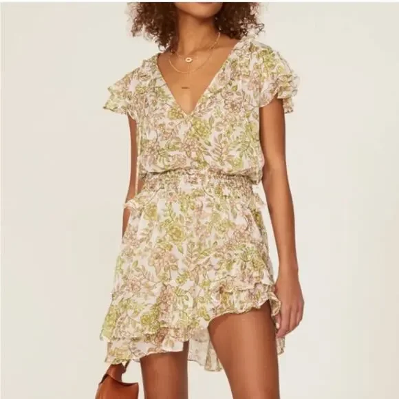 misa green floral dress MISA Los Angeles - Risha Dress